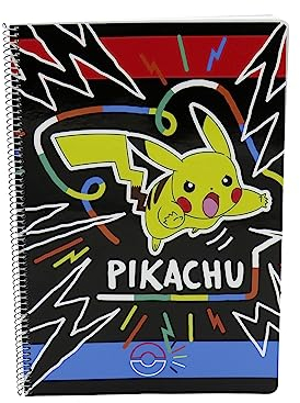 CyP Brands-Pokémon Notizbuch, Foliogröße, kariert, 4 x 4 mm, Pikachu, Schulmaterial, mehrfarbig, offizielles Produkt