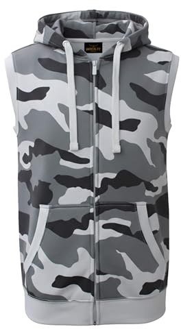 ROCK-IT Apparel I Veste à Capuche Homme sans Manches I Sweat à Capuche Premium pour Les Loisirs ou Le Sport Amateur I avec Fermeture éclair et Poche [taillesS-4XL] Hoodie Camuflaje Gris L