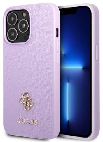 Guess GUHCP13XPS4MU Hülle für iPhone 13 Pro Max 6,7 Violett hardcase Saffiano 4G Small Metal Logo