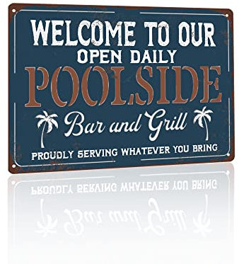 Gocolt Pool-Schild, Aufschrift Welcome to the pool, Pool-Party-Dekoration, Zubehör, Poolöffnungsschild, Pool-Bereich, hängendes Schild, 30,5 x 20,3 cm, Blechschild