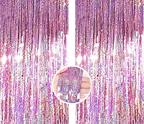 Rosa Backdrop Streamers AILEXI 2 Pack 1M*2M Metallic Tinsel Folie Fringe Vorhänge für Photobooth Party Dekor