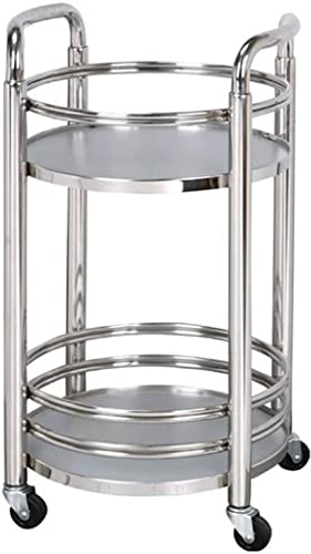Barwagen Modern Hotel Doppelschicht Hohe Kapazität Servierwagen, Wohnzimmer Klassische Atmosphäre Anti-Drop Rollwagen, Mobiler Restaurantwagen (Color : Silver, S : 74 * 40cm)