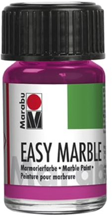 Marabu Easy Marble, Farbe Magenta 014, 15 ml Flasche – Marmorierfarbe für Bastelset & Kunstsets – Ideales Malgeschenk-Set für Erwachsene, ältere Kinder, Jungen und Mädchen, perfekt für Kunstbedarf und
