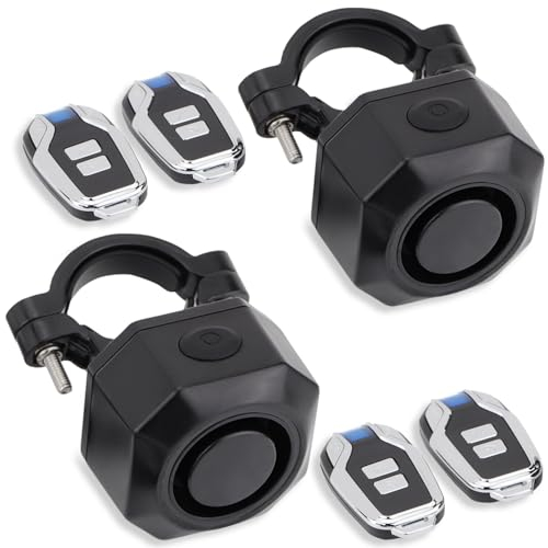 Bike Horn Electric Vehicle Alarm Wireless Vibration Alarm System with Motion Sensor Waterproof Rechargeable Antitheft Alarm for Ebikes Bike Scooter Car (Two Packs)