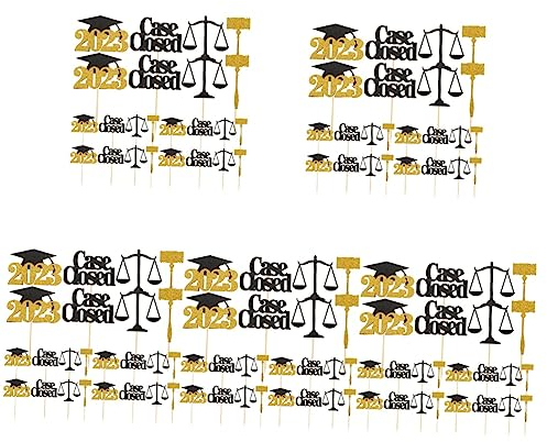 Abaodam 120 Stk Abschluss-saison-kuchen-einlage Herzlichen Glückwunsch, Absolvent, Kuchenzubehör Law Major Cupcake Topper Waage Der Gerechtigkeit Zahnstocher Abschluss Saison Holz Haupt