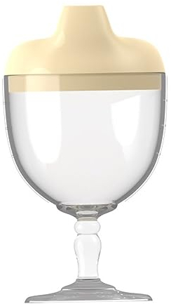 Baby Goblet Sippy Cup Plastic Toddler Feeding Cups Beverage Mug Wine Glass Milk Bottle Yellow
