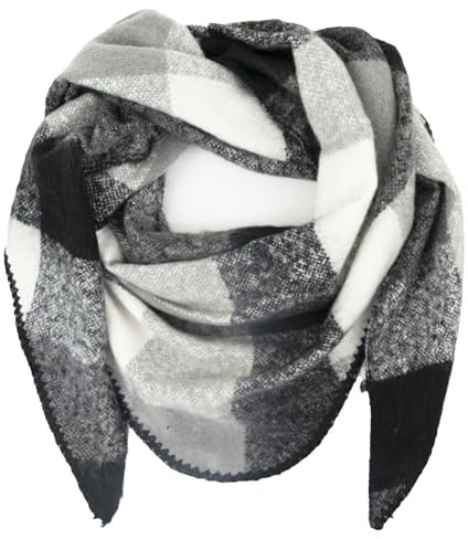 Gloop Damen Schal XXL Strick Dreieck Schal Halstuch Dreieckstuch kuschelig flauschig ohne Kratze an Haut 200×140 CM (Schwarz+Weiß)