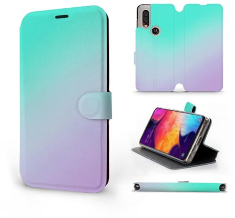 MOBIWEAR | Slim FLIP Case | Kompatibel mit Motorola One Vision, Made in EU handyhülle, Premium Schutzhülle, Transparent TPU Silicon, Book Style Hülle, Tasche - VP63S