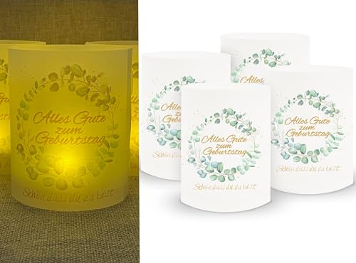 Sugeru Geburtstag deko - 16 stück Lichthülle für Tischlicht & Teelicht Windlicht & Kerzen,Geburtstag Frauen männer | Party Windlichter Tischdeko | Durchmesser - 8cm (Alles Gute zum Geburtstag)