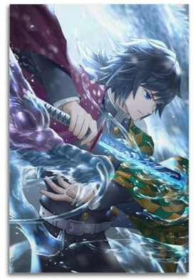 VZRSQZK Comic-Buch-Serie Demon Slayer Kimetsu No Yaiba Giyu Tomioka Poster, dekoratives Gemälde, Leinwand, Wandposter und Kunstdruck, modernes Familienschlafzimmer-Dekor-Poster, 40 x 60 cm