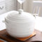 YLME Sopera de Cerámica con Tapa, Elegante Diseño Blanco, para Restaurante, Cocina Casera,2200ml