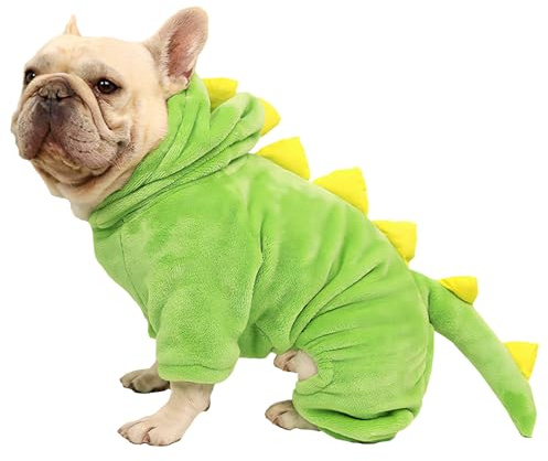 Cheetails, costume da dinosauro per Halloween, per cani e bulldog francesi | Frenchie - Maglione invernale per cani, motivo dinosauro di Halloween, morbido e caldo, divertente costume da dinosauro, L