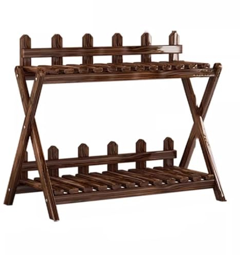 2-stufiges Pflanzenregal aus Holz, zusammenklappbares Mehrzweck-Ausstellungsregal, X-Kreuz-Design, abgestuftes Pflanzgefäß-Regal, for Innen- und Außenbereich, Hof, Garten, Terrasse, Balkon, Schlafzimm