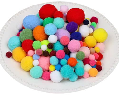 500 Stück Bunte Pompons zum Basteln, 10/15/20/25/30 mm Flauschige Pompom Bälle für DIY Kreative Handwerk Dekorationen (5 Größen)