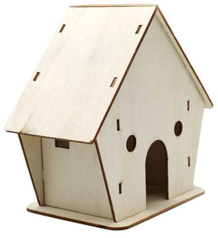 JISADER DIY Holz Vogelhaus Vogel Nistkasten Vogelkäfig Hängen Nest für Finch, 15 cm x 16 cm x 9.5 cm