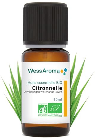 Huile Essentielle BIO de Citronnelle de Java 10ML - Certifiée AB - 100% Pure & Naturelle, Chémotypée HEBBD - Pratiques agricoles durables - Analysée et conditionnée en France