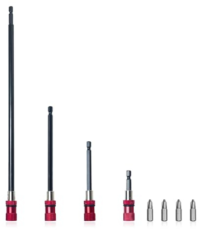 8Pcs Bithalter Magnetisch,5/6.5/15/30cm Hex-Shank Magnetische Halter,Verlängerung 1/4 Hex-Shank Magnetische Bohrer,Schnellwechsel Bit Verlängerung Magnet Bithalter Lang für Bohrmaschinen Schlagschraub
