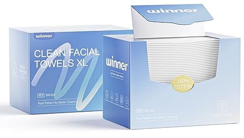 Winner Face Towels, 100% USDA Biobased Facial Towelettes XL, Disposable Face Towel for Sensitive Skin, Ultra Soft Makeup Remover Dry Wipes, Odor-Free, 110 Count, 2 Pack