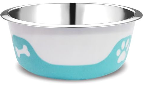 Thermocool Stainless Steel Dog Bowls, Non Slip, No Spill Insulated Dog Bowl, Keeps Food Warm & Water Cold for Dogs, Dishwasher Safe (Light Blue, Small 8 Oz)