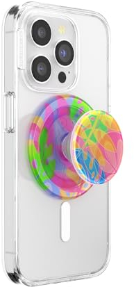 PopSockets: PopGrip Round für MagSafe - Inklusive Adapterring für MagSafe - Ausziehbarer Sockel und Griff mit einem Austauschbarem Top für Smartphones und Hüllen - Boca Palm