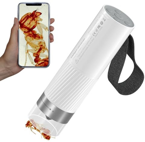 BEAVERLAB Microscope de Poche WiFi pour débutants 50X-1000X Microscope Portable sans Fil, USB Microscope avec 8 lumières LED réglables, Microscope Portable pour iPhone Android iPad Ordinateur