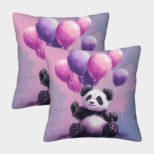 KKOLASXZE Panda Kissenbezug 2er Set Kissenbezüge Wohnzimmer Kissenhülle Couchkissen Waschbar Kopfkissenbezug Für Sofa Stuhl Bett Garten Zierkissen 50x50cm