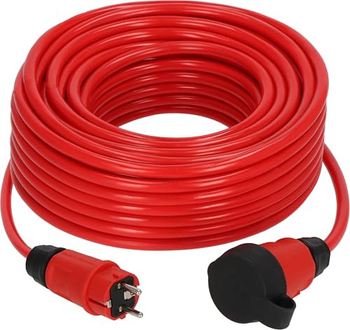 Brennenstuhl Professional Verlängerungskabel VQ 2200 IP44 (25m Kabel H07BQ-F 3G2,5 in rot, Baustelleneinsatz und ständiger Einsatz im Freien, Made in Germany)