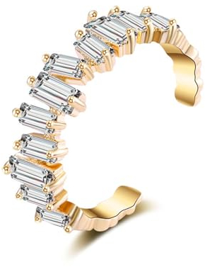 GleaMora Einfache Trendige Gold Silber bunt mit CZ verstellbaren Ringen für Frauen Geometrischer Ring Jubiläum Party Schmuck Geschenk