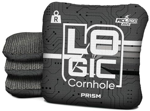 Logic Cornhole Prism-R Spectrum Design | ACL Pro 2025 Stempel | Professionelle Cornhole Bags Slick and Stick | Reguläre Größe und Gewicht (Circut Schwarz/Weiß)