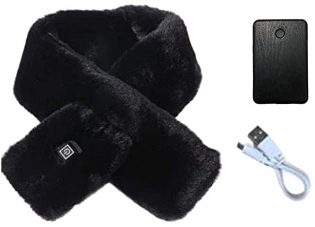 Beheizter Schal mit akku Damen Herren, Polar Fleece Beheizbarer Schal mit 3 Temperaturstufen Heizschal USB Elektrischer Nackenwärmer Elektrisch Beheizter Wickelschal Wärmeschal für Camping Skifahren