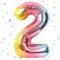 Regenbogen Luftballon 2,Zahlen Luftballon Regenbogen,40 Zoll Bunt Folienballon 2，101cm Sandweiß Zahlenballon 2 Helium Ballon Luftballon 2 Geburtstag für 2 Jahre Geburtstagsdeko Kinder Mädchen Junge
