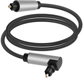YANBORONSN 90 Degree Toslink Optical Cable,360 Degree Swivel Optical Audio Male to Optical Audio Cable for Home Theater,TVs,Amps,Soundbar,VD/CD Player(1M)