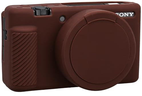 BOVKE Soft Camera Case for Sony ZV-1 Digital Camera, ZV1 Camera Silicone Case Cover Rubber Body Skin Protector Sleeve with Removable Lens Cover fits Sony ZV-1 Vlogging Camera, Brown