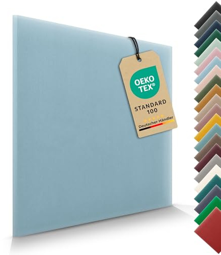 VELUYA Wandkissen Wandpolster Quadrat – Samt, Polsterpaneele 50 x 50 cm, Polsterplatte, Oeko-TEX, Made in EU, Hellblau M07