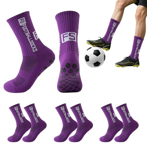 Detontek 3 Paia Di Calzini Da Calcio Per Adulti, Calzini Antiscivolo Uomo, Calzini Sportivi Da Uomo Per Calcio, Basket, Corsa e Ciclismo