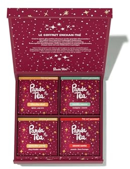 Panda Tea - Coffret Enchan-thé 20 sachets - Coffret Cadeau Thé & Tisane de Bio - Assortiment de Thés et Infusions Gourmands Hiver - Idée Cadeau à Offrir pour