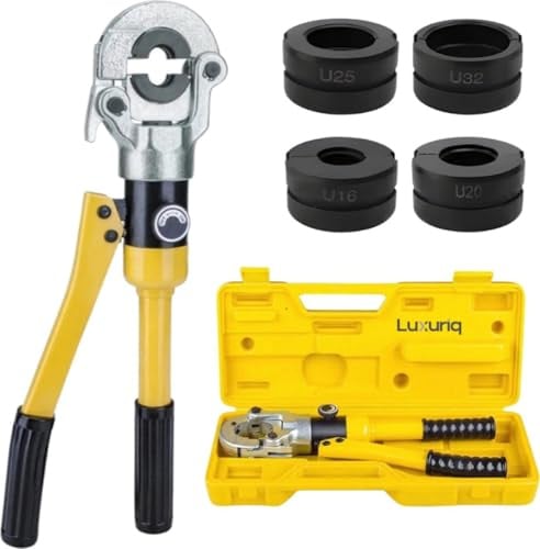 Luxuriq Profi Presszange U Set, Crimpzange, Presszange Wasserleitung, Presszange Bonfix, VSH Multipress, U 16-20-25-32 Set, Presswerkzeug mit 360° drehbarem Kopf