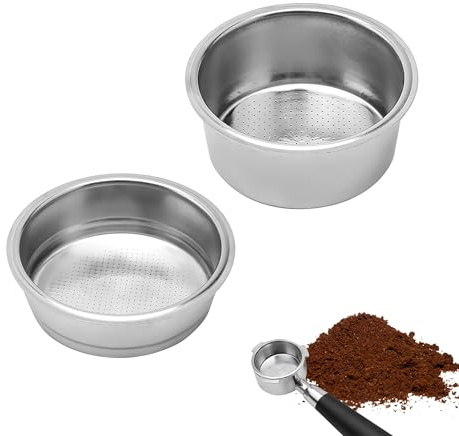 2Pcs 51mm Bottomless Portafilter Pressurized Coffee Filter Basket | Coffee Portafilter Stainless Steel Coffee Filter Espresso Machines Accessories for Semi-automatic (Double & Single Cup)