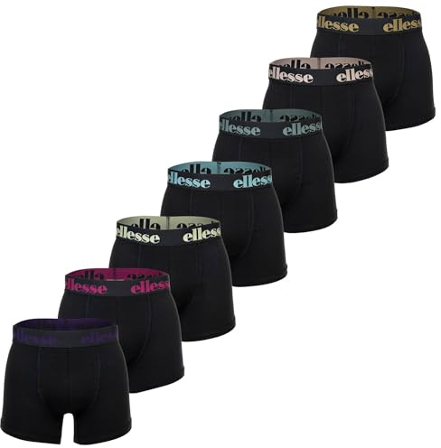 Ellesse Herren Boxer Shorts, 7er Pack - Yema Boxershorts, Logobund, Ohne Eingriff, Cotton Stretch