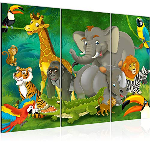 Runa Art Wandbilder Afrika Affen Bild XXL Wohnzimmer Schlafzimmer Junge Mädchen Kinderzimmer 120 x 80 cm 3 Teilig 001831a