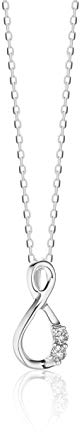 Orovi Schmuck Damen 0,05 Ct Diamant Infinity–Kette Gold mit Unendlichkeit Anhänger besetzt mit 2 natürlichen Brillanten in einer Krappenfassung Zeitlose klassische Halskette Weißgold 9 Karat(375),45cm