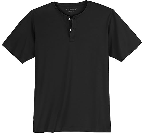 Redfield Übergrößen T-Shirt schwarz Knopfleiste