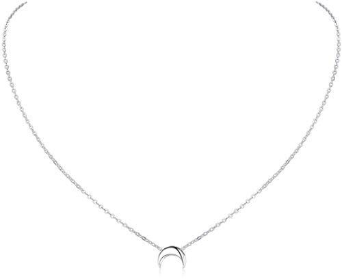 ChicSilver Silber Kette für Damen Mädchen, 925 Sterling Silber Mondanhänger mit Rolokette, Charm Minimalisitischer Schmuck für Valentinstag Geburtstag Muttertag