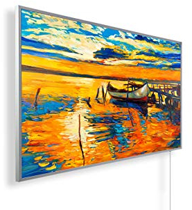 Könighaus 1000W Infrarotheizung mit Bild in HD Qualität ✓ inkl. Thermostat ✓ 5 Jahre Garantie ✓ Doppelter überhitzungsschutz ✓ Infrarot Wandheizung ✓ Motiv: 208. Boot am Steg