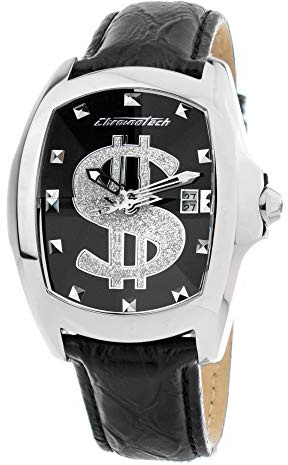 Chronotech Men's Quartz Analog Watch with Leather Strap CT7896M-103, Multicoloured, 40MM, Strap