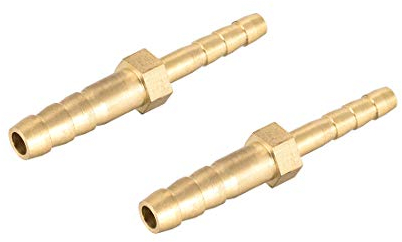 sourcing map Straight Brass Barb Fitting Reducer, Fit Hose ID 6mm to 4mm 2pcs