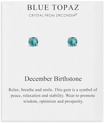 Dezember (Blauer Topas) Geburtsstein-Ohrringe mit Zircondia®-Kristallen
