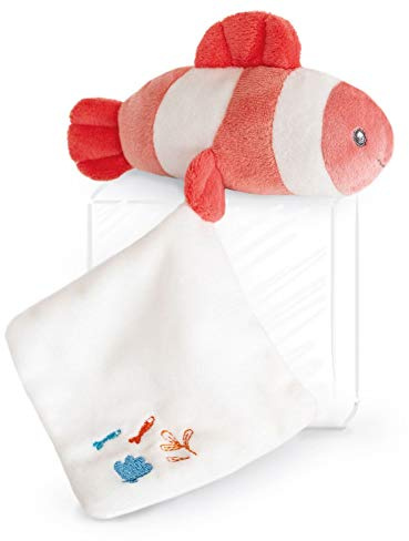 Doudou et Compagnie - DC3655 Plüschtier Fisch mit Kuscheltier, 16 cm, Koralle