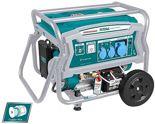 TOTAL - Stromerzeuger mit Fahrwerk 6,5 kW mit 4-Takt-Motor und Elektrostarter