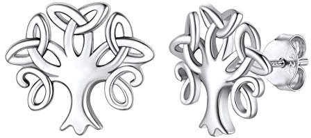 S925 Plata Pendientes Arbol de Familia Pendientes, Pendientes Hipoalergenicos para Mujer Hombre